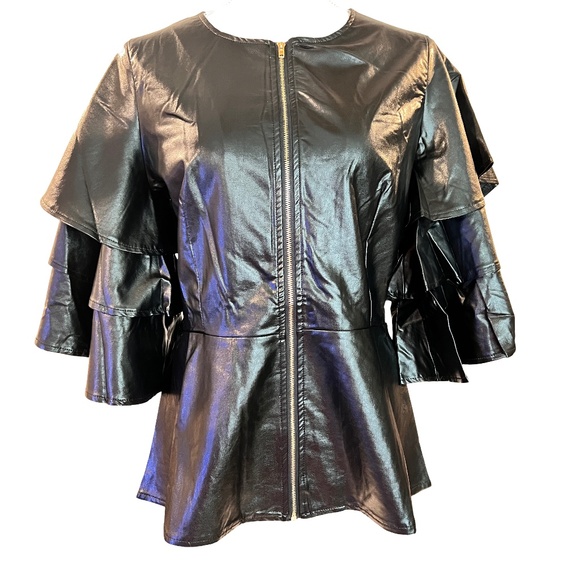 N BY Nancy Tops - # A028   N by Nancy black PU faux leather top
